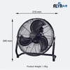 Alva Air 50cm High Velocity Matt Black Floor Fan (ACS210B)