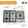 Alva 90cm Stainless Steel 5-Burner Gas Hob (GDH101)